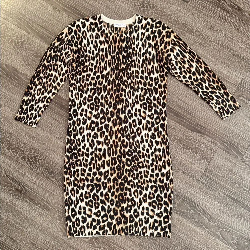 Equipment Marta Cashmere Silk Sweater Dress Leopard Print Women's Size XS